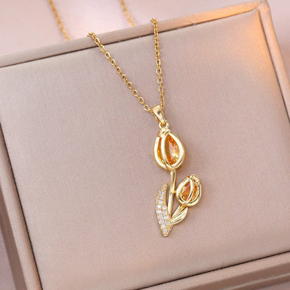 Bloom Renewal Tulip Flower Pendant Necklace