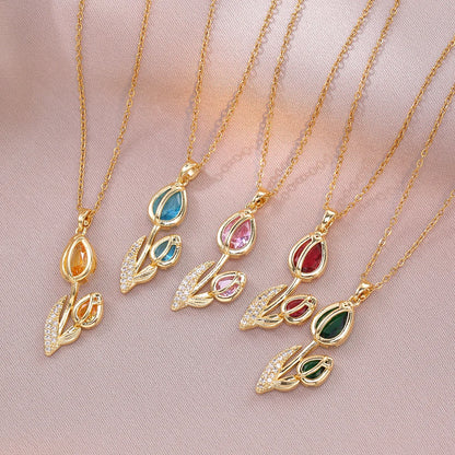Bloom Renewal Tulip Flower Pendant Necklace