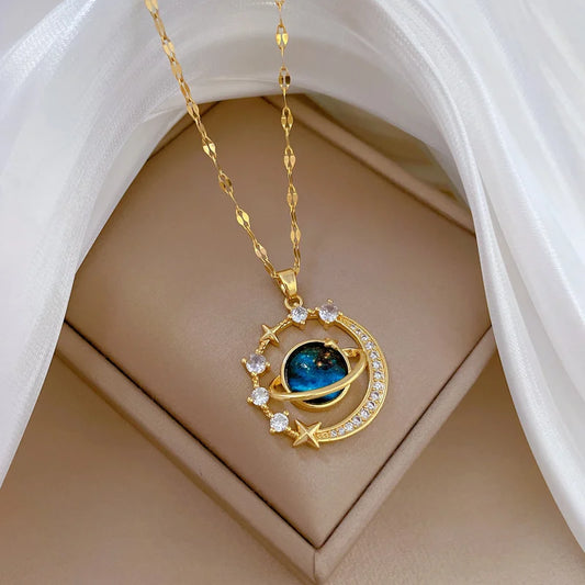 Celestial Harmony Sun Moon Star Pendant Necklace