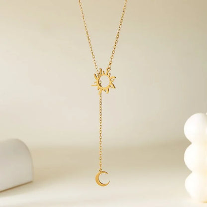 Celestial Harmony Sun Moon Star Pendant Necklace