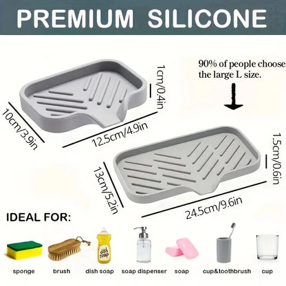 Silicone Faucet Mat Kitchen Sink Tray Soap Dispenser Sponge Drain Pad Sink SplashDrying Mat Countertop Storage Tray SoapTray KEIKO