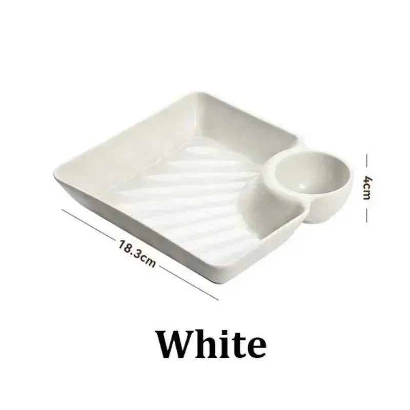 Chips and Dip Plates, Plastic Serving Platter Dumpling Plate with Dipping Saucer, Divided Snack Serving Dishes for Appetizer KEIKO