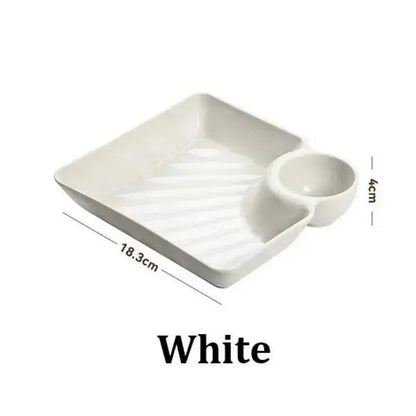 Chips and Dip Plates, Plastic Serving Platter Dumpling Plate with Dipping Saucer, Divided Snack Serving Dishes for Appetizer KEIKO