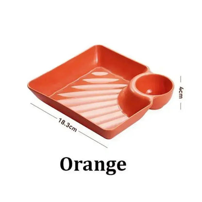Chips and Dip Plates, Plastic Serving Platter Dumpling Plate with Dipping Saucer, Divided Snack Serving Dishes for Appetizer KEIKO
