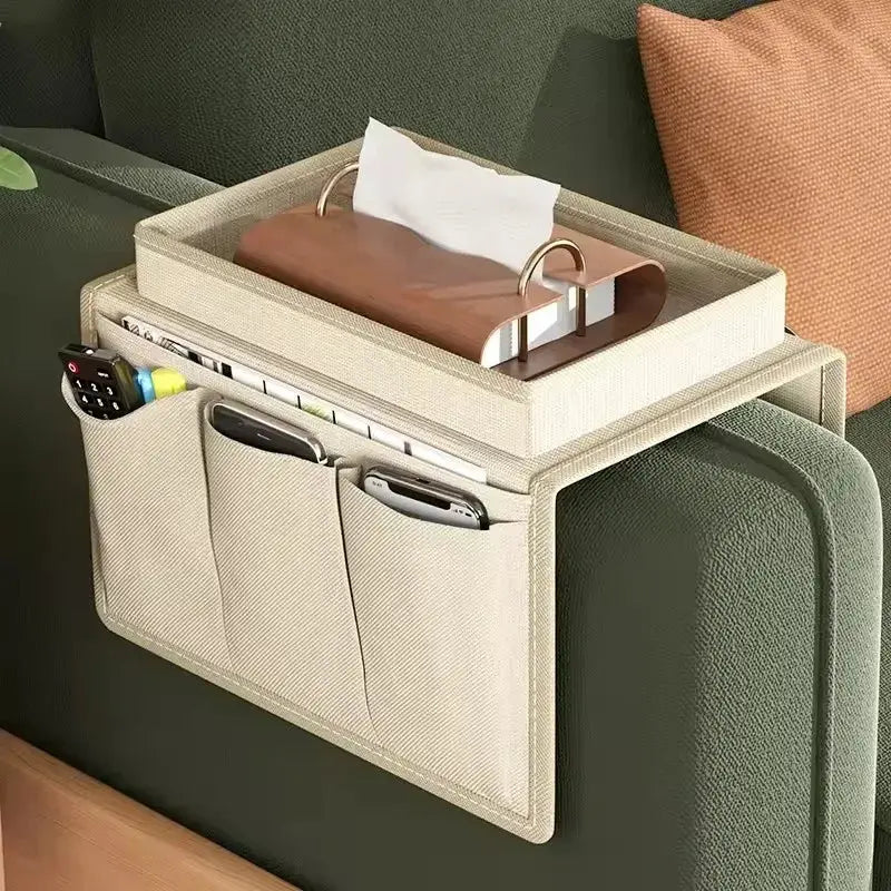 Sofa Storage Bag For Sofa Chair Stand Storage Bag Remote Control Hanging Bag 3 Pockets Multi-functional Sundry Organising Bag KEIKO