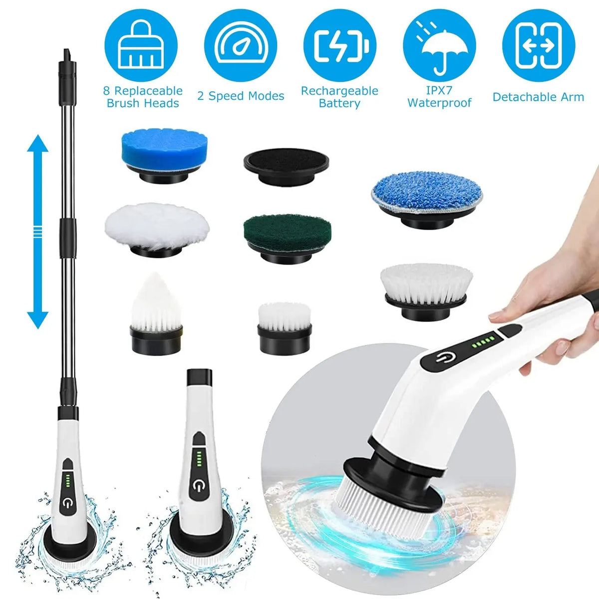 SparkSpin cordless spin scrubber with brush head