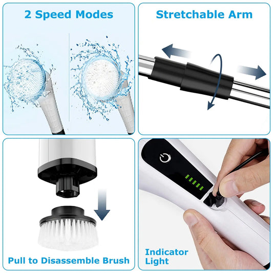 SparkSpin scrubber in use cleaning surface