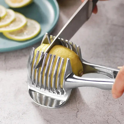 Stainless Steel Kitchen Handheld Orange Lemon Slicer Tomato Cutting Clip Fruit Slicer Onion Slicer KitchenItem Cutter Accessorie KEIKO