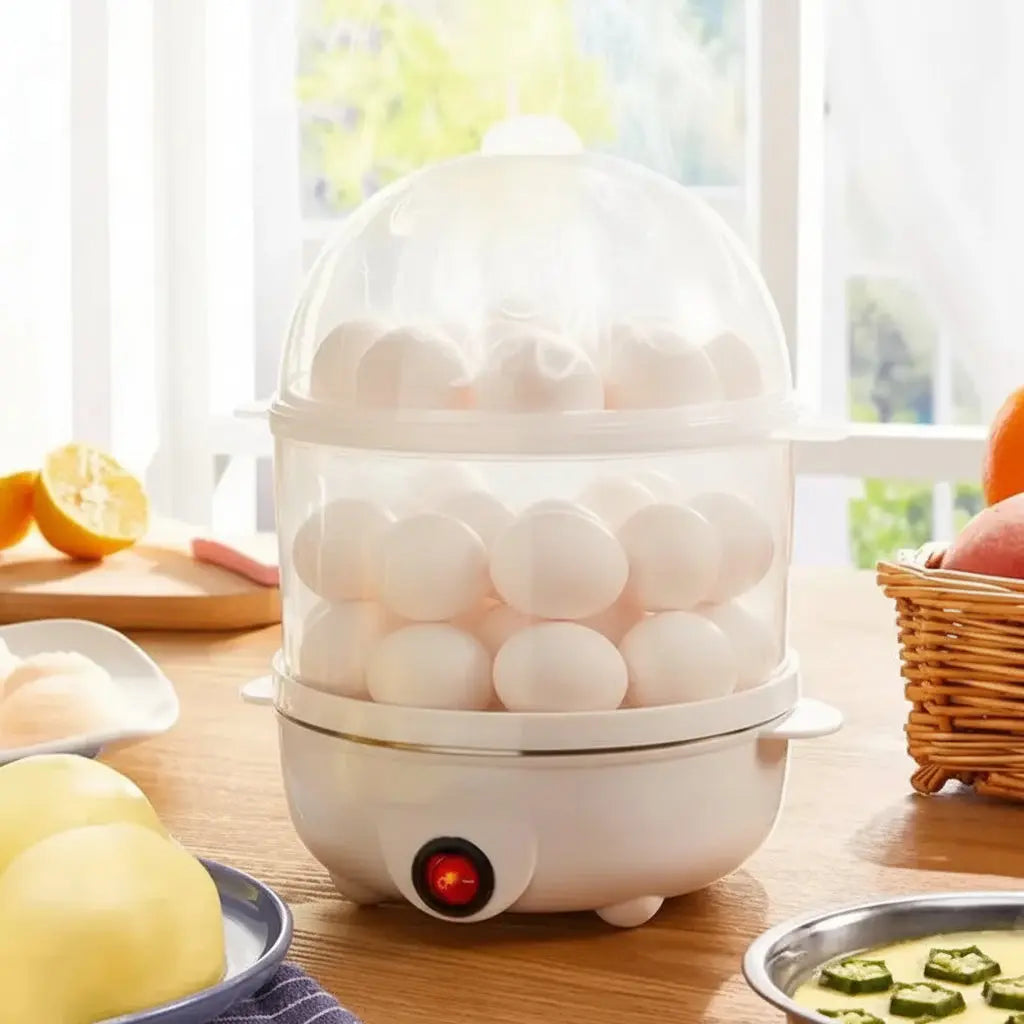 Egg Cooker Multifunctional Electric Egg Boiler Double Layers Egg Cooker Mini Steamer Poacher Kitchen Cooking Breakfast Machine KEIKO