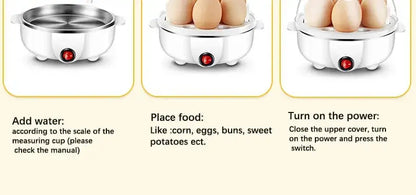 Egg Cooker Multifunctional Electric Egg Boiler Double Layers Egg Cooker Mini Steamer Poacher Kitchen Cooking Breakfast Machine KEIKO