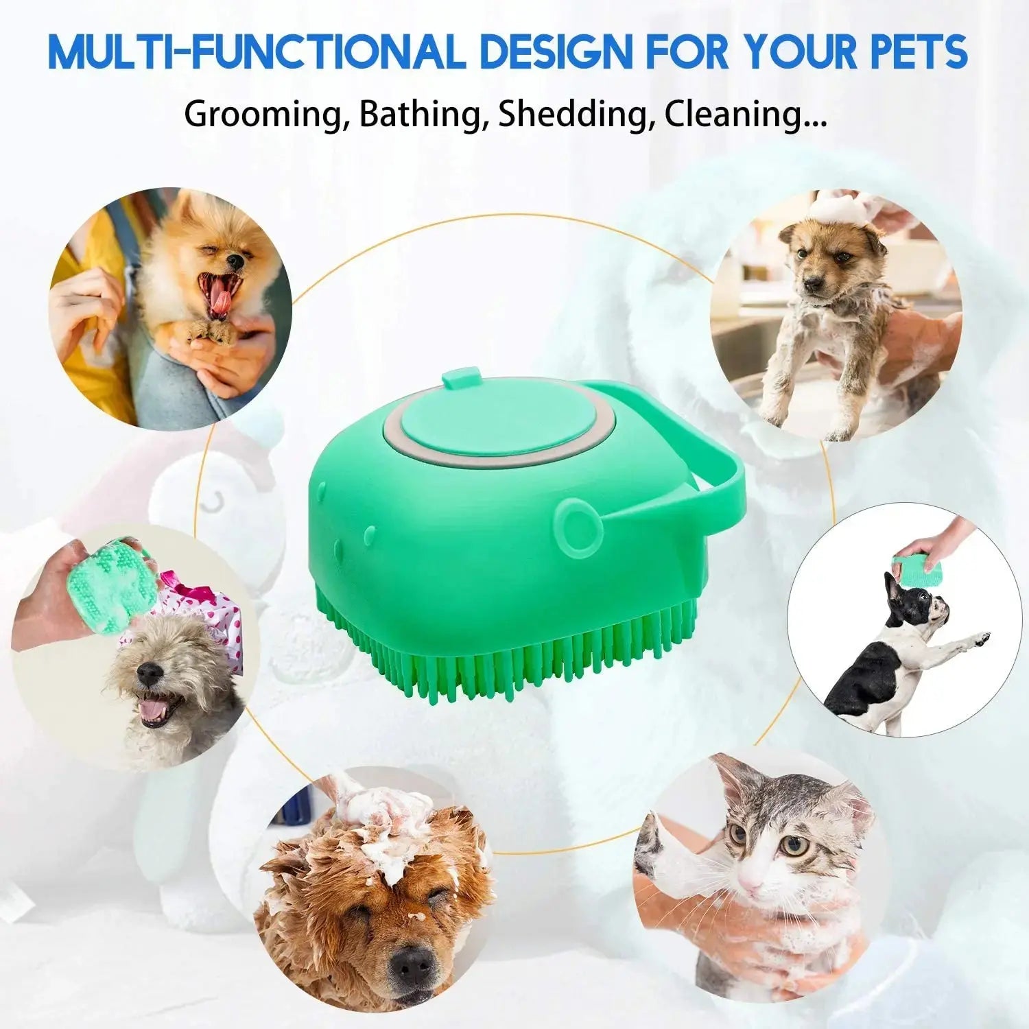 The BUBBLE BRUSH 2 in1 Bath Brush Comb with Shampoo Dispenser KEIKO