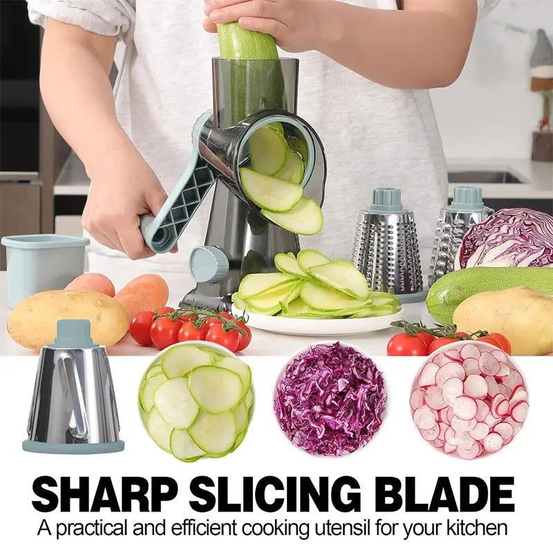 VeggieVortex - 3 in 1 Rotary Vegetable and Cheese slicer/shredder KEIKO