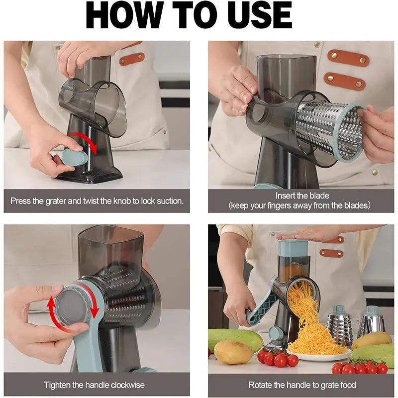 VeggieVortex - 3 in 1 Rotary Vegetable and Cheese slicer/shredder KEIKO