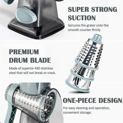 VeggieVortex - 3 in 1 Rotary Vegetable and Cheese slicer/shredder KEIKO